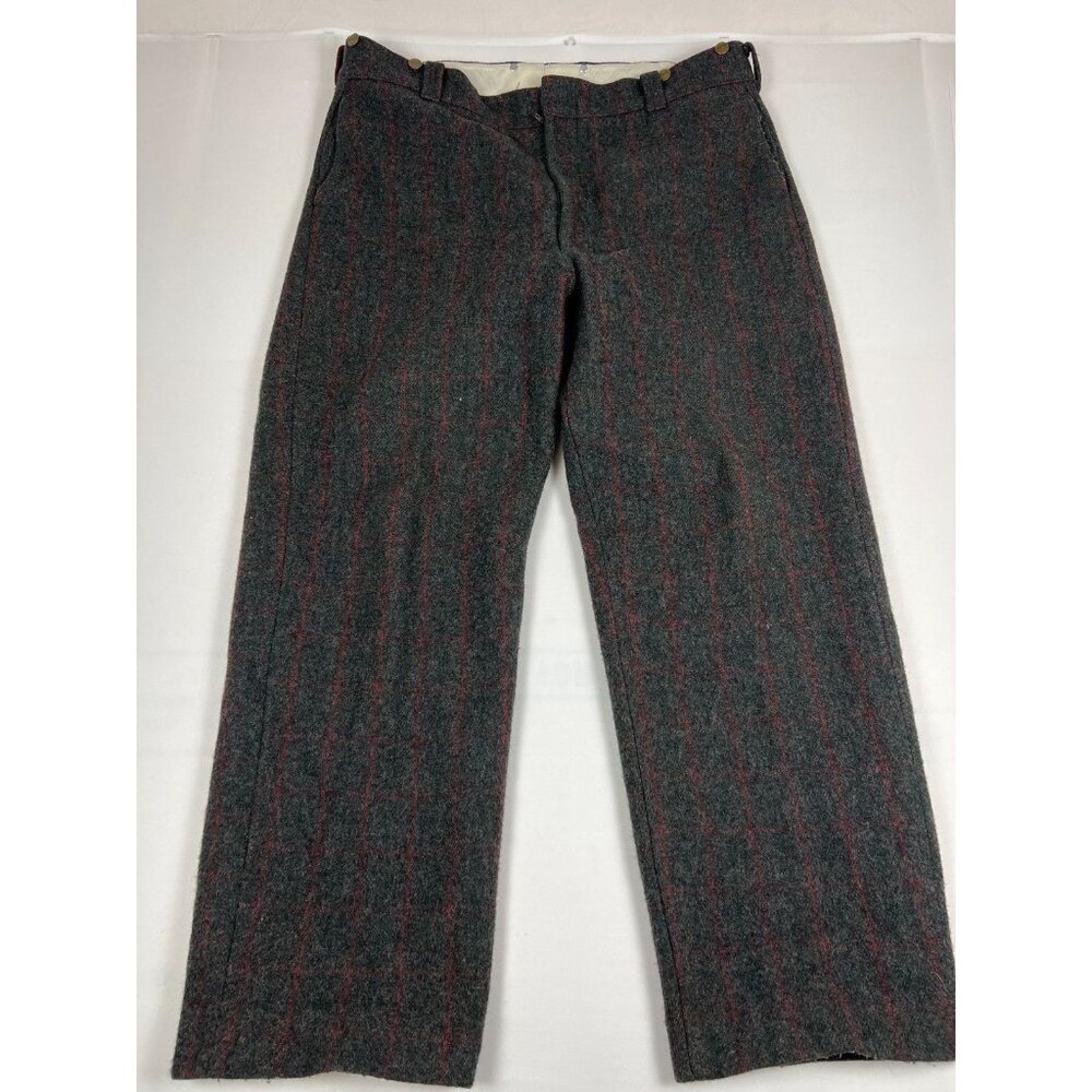 Vintage L.L. Bean Men’s 42 x 30 Wool Blend Plaid Trousers Made in USA